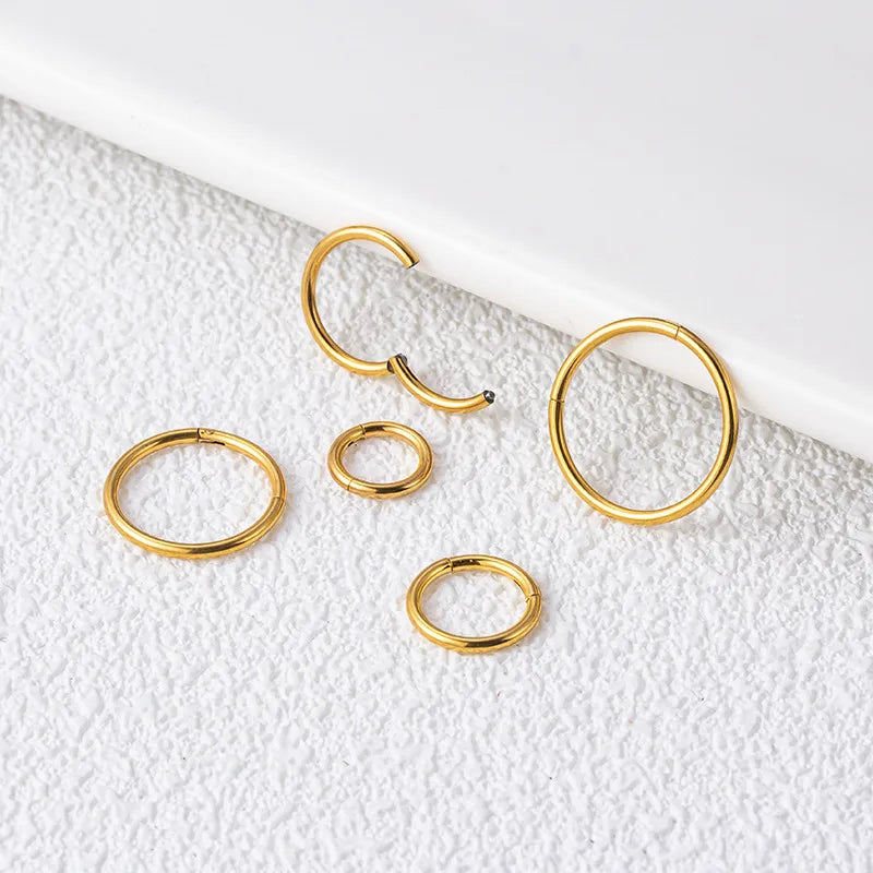 Aros piercing para nariz u oreja en acero de titanio 10mm dorado