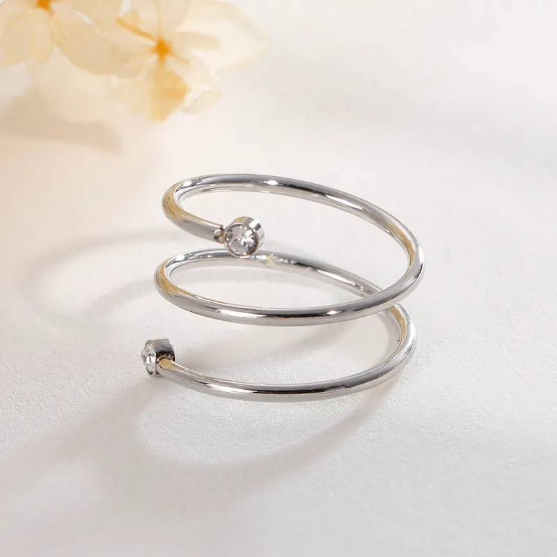 Anillo espiral ajustable acero inoxidable chapado en oro