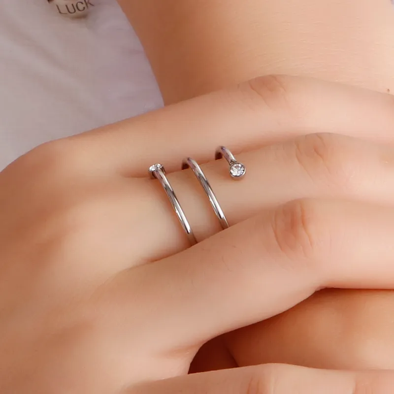 Anillo espiral ajustable acero inoxidable chapado en oro