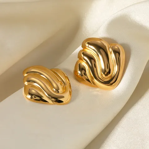 Gold plated stainless steel volume earring