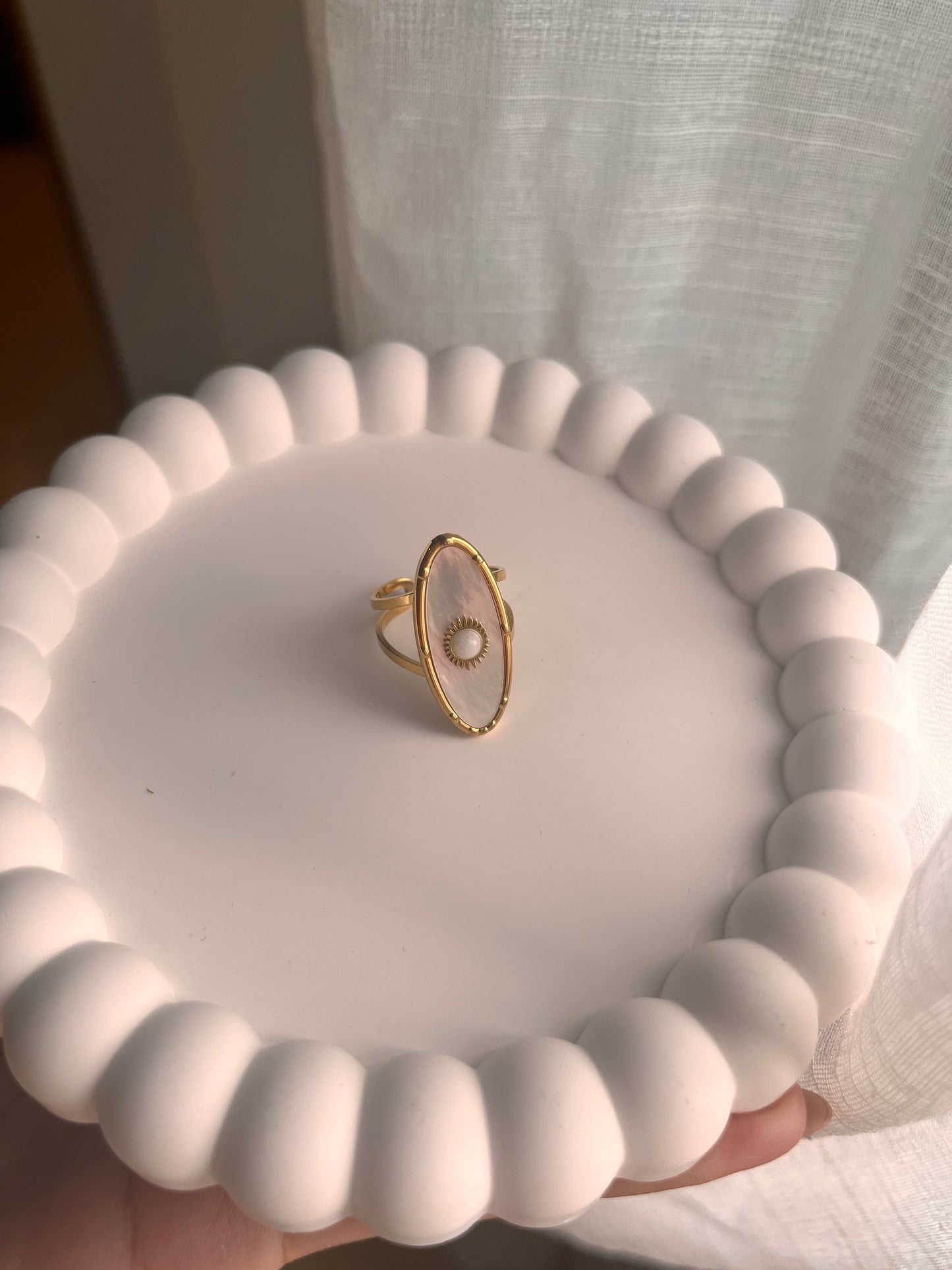 Anillo sol Acero inoxidable chapado en oro