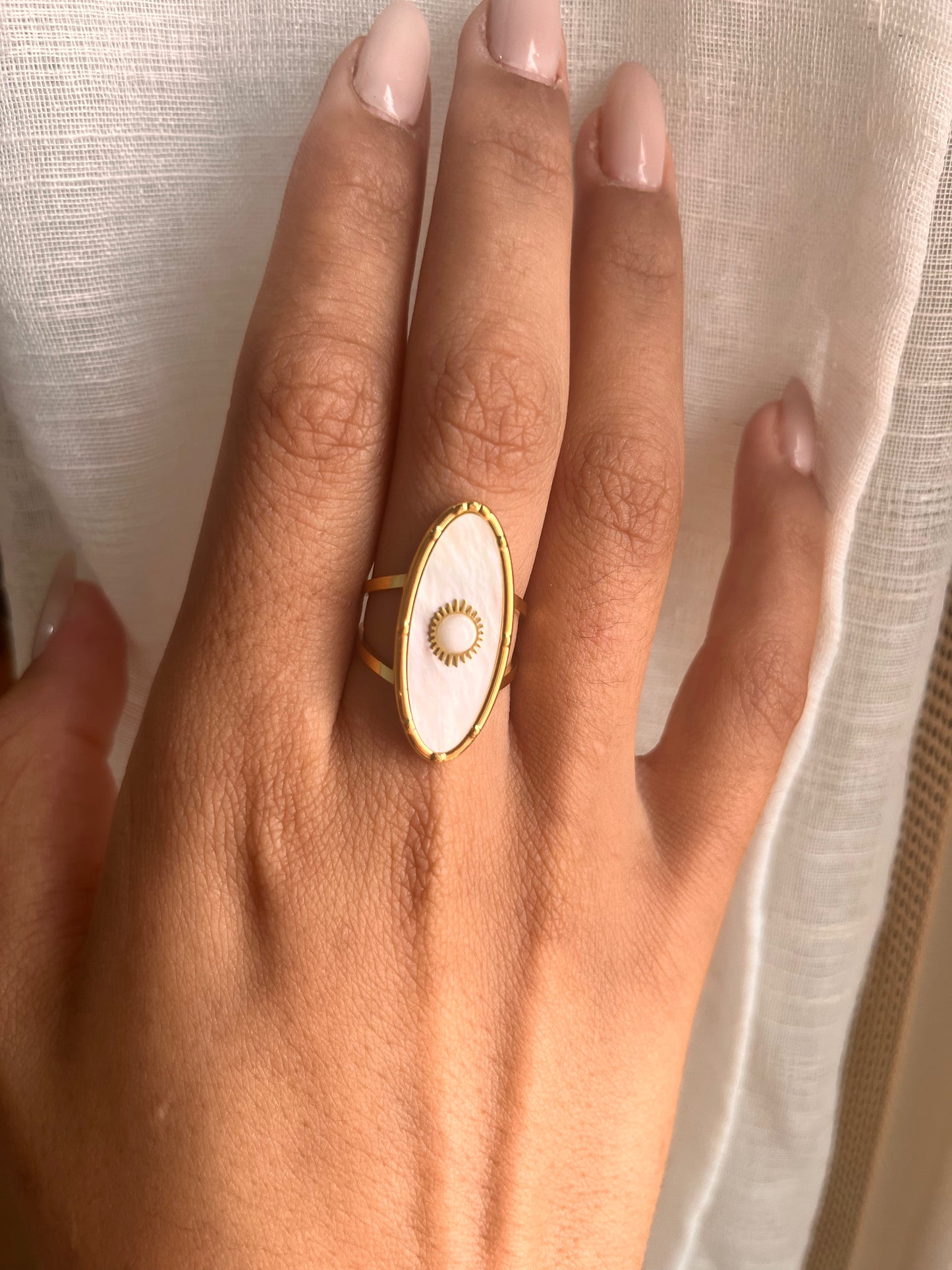 Anillo sol Acero inoxidable chapado en oro