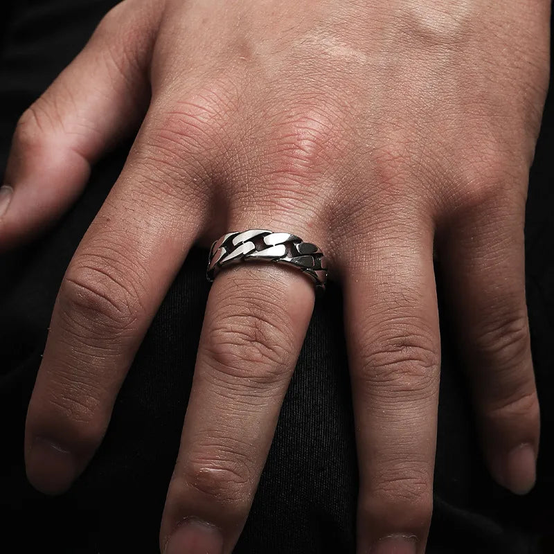 18K gold plated titanium steel chain ring