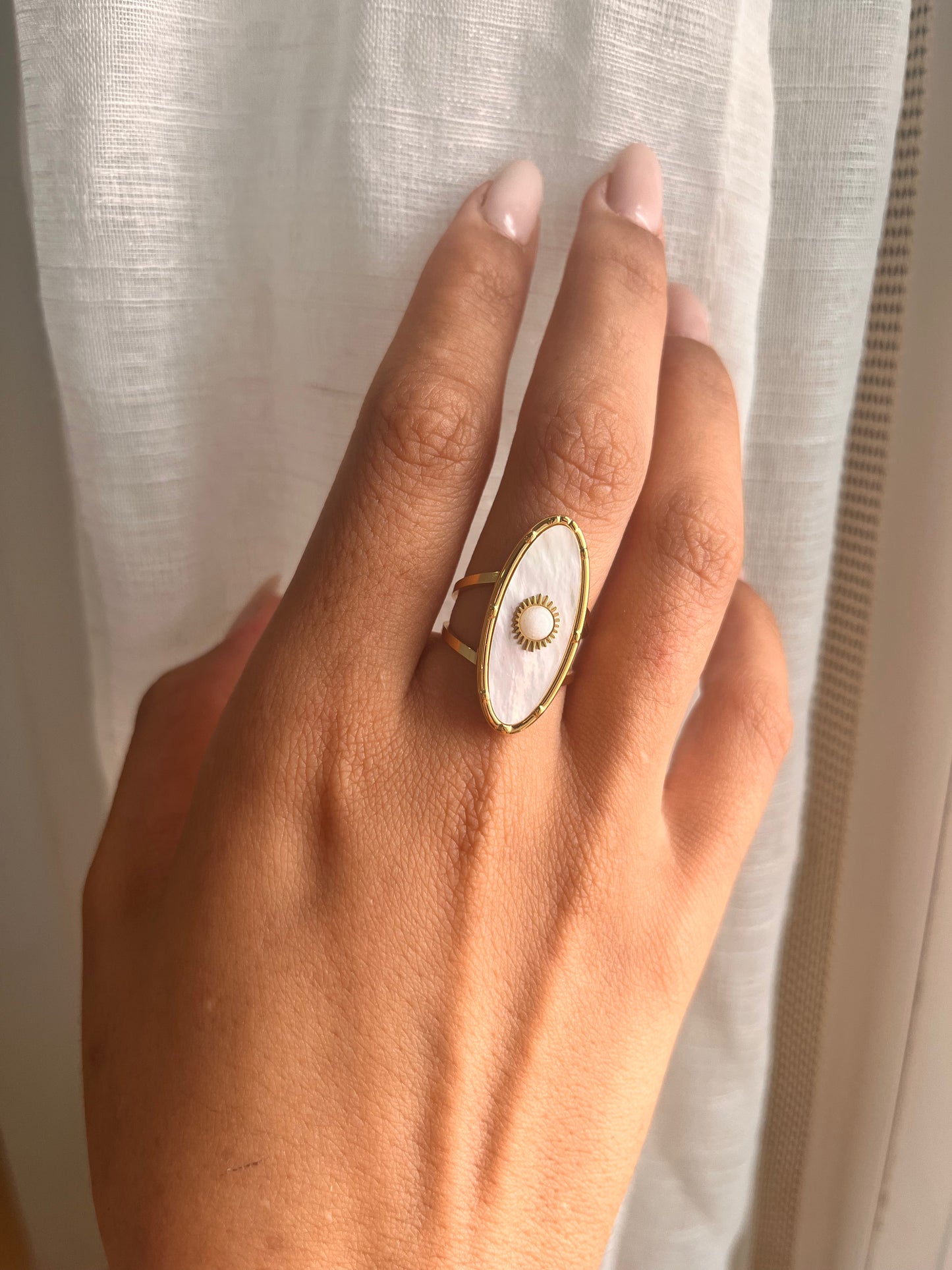 Anillo sol Acero inoxidable chapado en oro